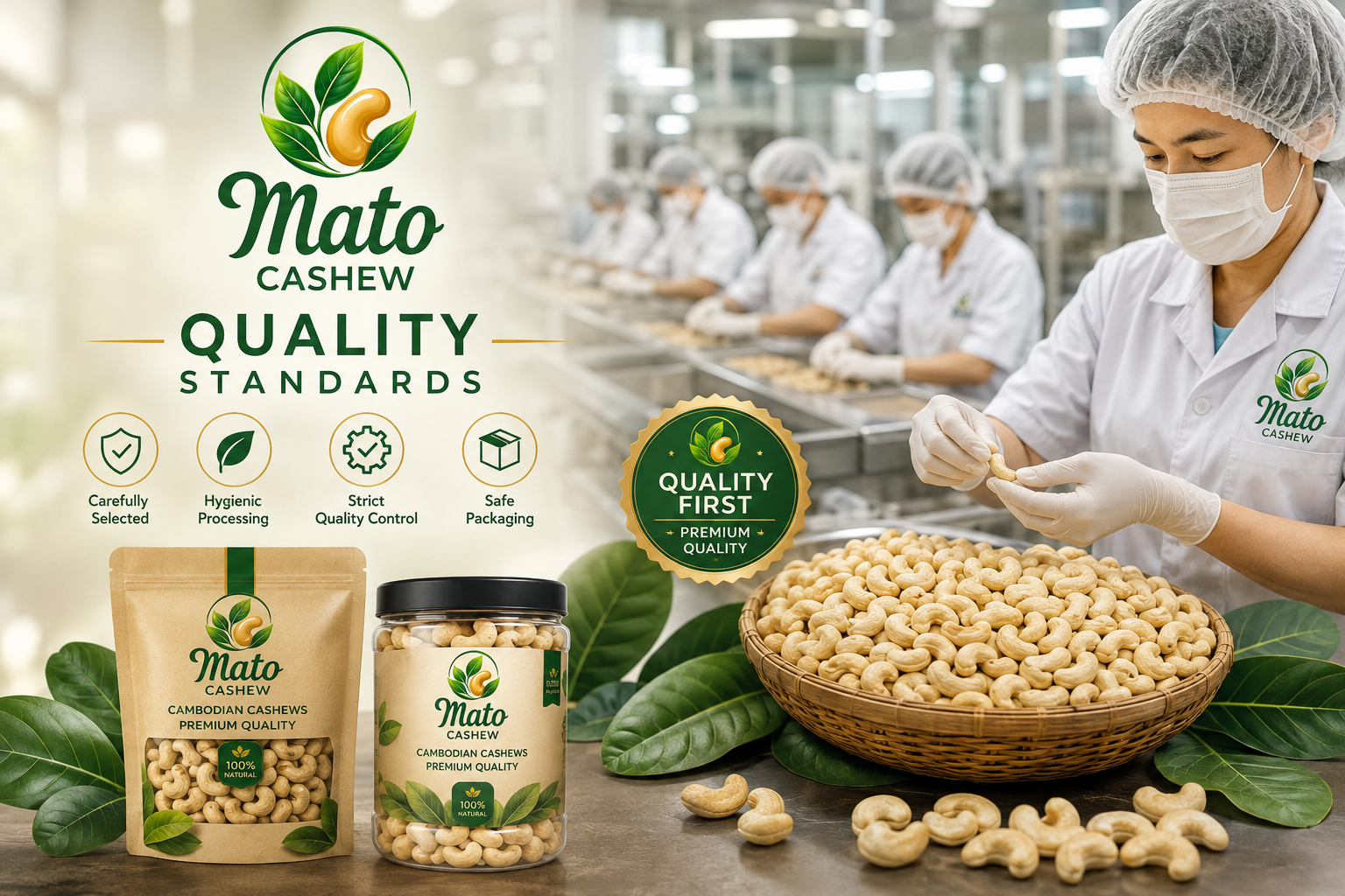 Mato Cashew quality standards and premium Cambodian cashew processing
