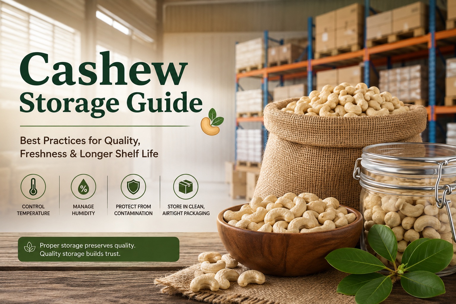 Cashew Storage Guide: How to Protect Quality, Freshness, and Shelf Life